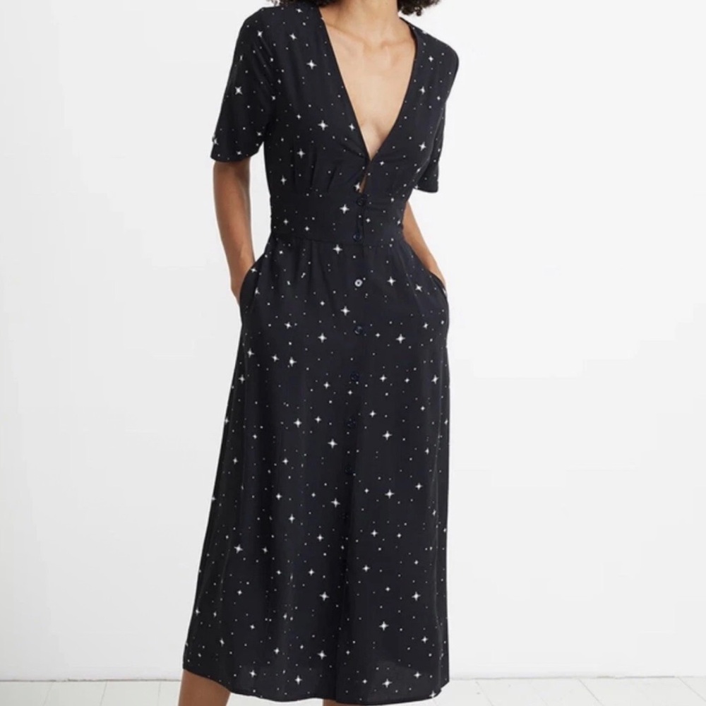Marine Layer Black Star Print Dress